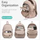 Backpack for Women, Quilted Laptop Bookbag with Pouch Pockets for College Work Travel Gym Teacher Nurses, Puffer High School Backpack for Girls, Camel