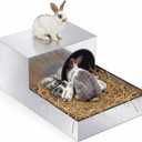 Extra-Large Galvanized Metal Rabbit Breeding Box 24 x 16 x 10 Inch, Guinea Pigs Breeding House with Semi-Enclosed Partition, Durable Small Animal Hideout Burrow for Rabbits and Guinea Pigs