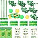 108PCS St. Patricks Day Party Favor Set, Shamrock Glasses Necklaces Bracelets Mustaches Coins Face Tattoos, Green Irish Accessories for St. Patrick's Day Decorations Supplies