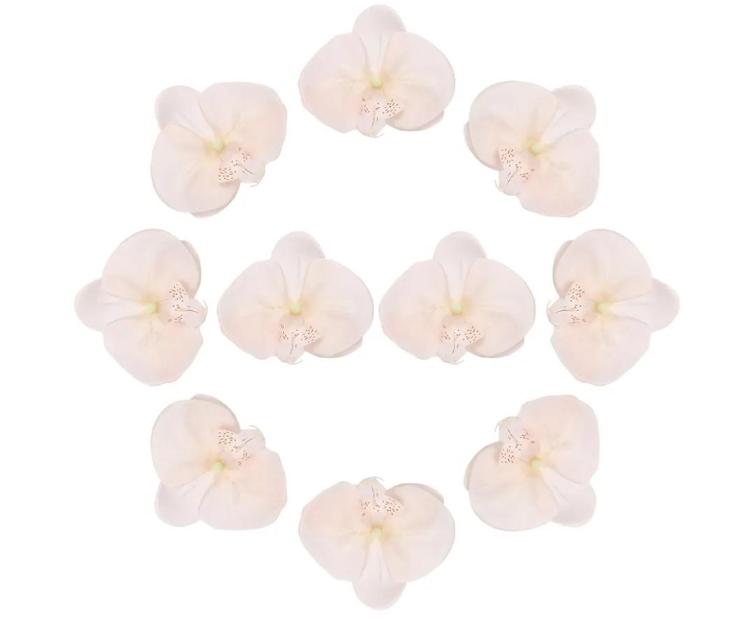 Butterfly Orchid Heads Bulk Artificial Flowers for DIY Wedding Bouquets, Centerpieces, Party Home Decorations, Champagne Pink