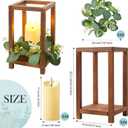 54 Pcs/18 Set Wooden Wedding Lantern Centerpiece, Wooden Centerpieces for Tables-with 18 Holders 18 Candles 18 Wreaths for Rustic Table Decoration Country Barn Wedding Party (Brown)