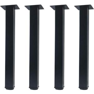 QLLY 16 inch Adjustable Metal Furniture Legs, Square Office Table Furniture Leg, Set of 4 (Black)