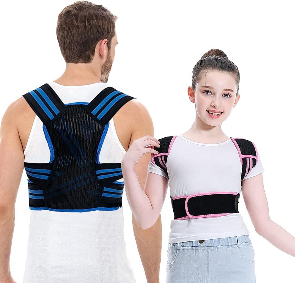 Lexniush Professional Posture Corrector for Men, Women and Kids, Effective Upper Back Posture Brace for Teenagers Boys Girls Spinal Support to Improves Slouch, Prevent Humpback, Relieve Back Pain (X-Large (Pack of 1), Pink)