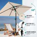 AreShark 6.5' x 10' Rectangular Patio Umbrellas for Outdoor, Outdoor Table Umbrella, Large Outdoor Patio Umbrellas with 6 Sturdy Ribs for Pool, Garden, Deck & Market (Cream-White)