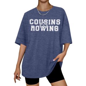 Oversize Summer Shirt for Women Cousins Rowing T Shirt Team Belly Tee Graphic Casual Short Sleeve Blue (Blue, M)