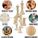 32pcs Unpainted Wood Chess Pieces Only for Board Games, Paint Your Own Chess Set, Blank Chess Sets for DIY Projects, Arts and Crafts Wooden Peg Dolls Unfinished