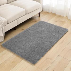 Gray Bathroom Rugs 30"x50" - Large Bath Mat for Bathroom Floor, Fluffy Microfiber Plush Rug, Non Slip and Washable - Great for Living Room, Bedroom or Kitchen Mat