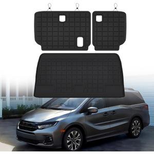 Cargo Mat for 2011-2025 2026 Honda Odyssey & Backrest Mat,TPE All Weather Protection Car Trunk mat Covering The Backrest Accessories - Black