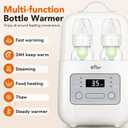 Bear Bottle Warmer, Baby Double Bottles Heater Breastmilk Food Warmer for New Born Twins, with Temp Control 24H Water Bath Warming, Fast Heating Steaming Thaw Multifunctional