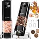 Upgraded Larger Capacity Electric Salt and Pepper Grinder Set Rechargeable with Digital Display, Refillable Electric Pepper Grinder Mill Set with Light & Ceramic Core, Adjustable Coarseness
