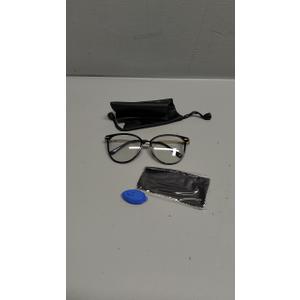 Gaoye Blue Light Blocking Glasses - Trending Round TR90 Frames, Metal Arms, UV400 Protection - Matching Soft Case (*1-light Black Frame/Transparent Lens)