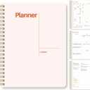 Undated Weekly Planner, 8.5x11  Dashboard Layout with Yearly Review, Monthly Calendars, & Weekly To Do List, Spiral Bound Organizer for Work, Study & Life (Blush White)