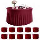 Lakluse 10 Pack Red Round Spandex Tablecloths for 60in Tables, 120 Inch Stretch Fitted Table Skirts, Wrinkle-Free Washable Polyester Covers for Wedding, Banquet & Party