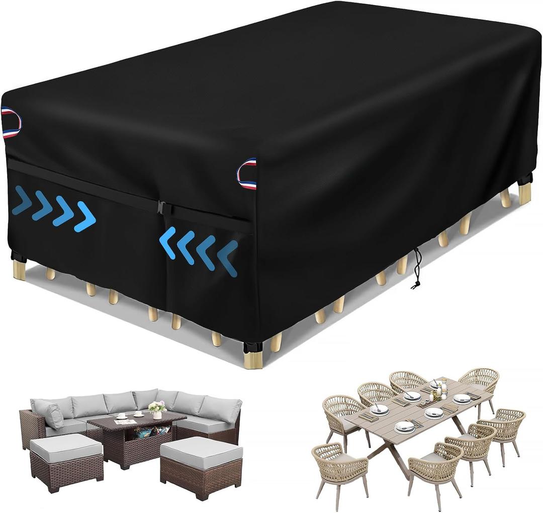 Patio Furniture Cover, 102inch Outdoor Furniture Covers Waterproof for Outdoor Couch/Table and Sofa Sectional Rectangular, Black-102"L x 40"W x 28"H