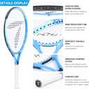 Teloon Kids Tennis Racket, 19"-25" Inch Youth Tennis Racquet with Cover, Junior Tennis Racquet for Kids Children Boys Girls Age 3-12. (Blue, 21)