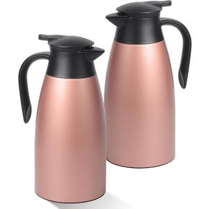 70 OZ Updated Thermal Coffee Carafe for keeping hot, 2 PCS Carafe for hot liquid, Insulated Stainless Steel Vacuum Thermal Pot for Coffee, Hot Water,Keep Hot 12 Hours (Pink+Pink)