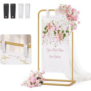 Wedding Welcome Sign Stand, Adjustable Welcome to Our Wedding Sign Holder,Heavy Duty Easel Stand for Sign, Wedding Seating Chart Stand, Easel for Display (Gold)