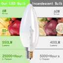 GOSCHE E12 Led Ceiling Fan Light Bulbs, 6W B11 Led Bulb Replace 60 Watts Incandescent, 550 LM, 2700K Warm White, Type B Light Bulb for Chandelier Lamp, Non-Dimmable Candle Lightbulbs,6-Pack