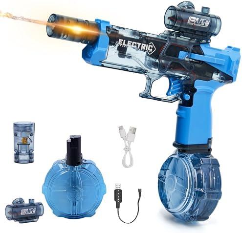 Electric Water Gun for Adults Kids: Powerful Squirt Gun, Automatic high Powered Pressure Blaster watergun with Realistic Led Muzzle Flame,28-32 FT Range，Perfect Summer Gift Toys for Age 8-12