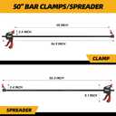50" Bar Clamps for Woodworking 2-Piece, One-Handed Quick-Change F Clamp/Spreader with 130 LBS Load Limit, Wood Clamps for Gluing, Carpentry, DIY, and Woodworking