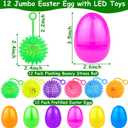 12 Pack 3.5" Easter Eggs Prefilled with Light Up Spiky Balls, Easter Basket Stuffers Essential for Kids LED Flashing Squeaky Sensory Stress Relief Fidget Toys Easter Hunt Fillers Party Favors Gifts