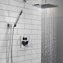 Delta Modern 14 Series Square Rain Shower System Faucet Set, Rainfall Chrome Shower Head and Handle Set, Valve Trim Kit, 10 Inch, Chrome T342701 (Valve Not Included)