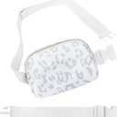Waist Belt Bag Fashion Fanny Women Waist Pack With Adjustable Strap For Travel Running Hiking Walking Leopard White with rope
