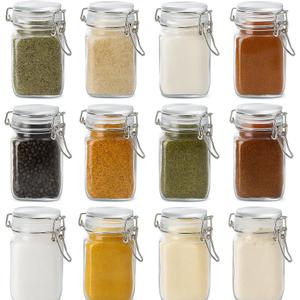 Spice Jars 8 oz Glass Jars with Airtight Lids, Set of 12 Small Glass Spice Jars with Labels, Kitchen Storage Containers for Herbs, Seasoning, Pantry Organization