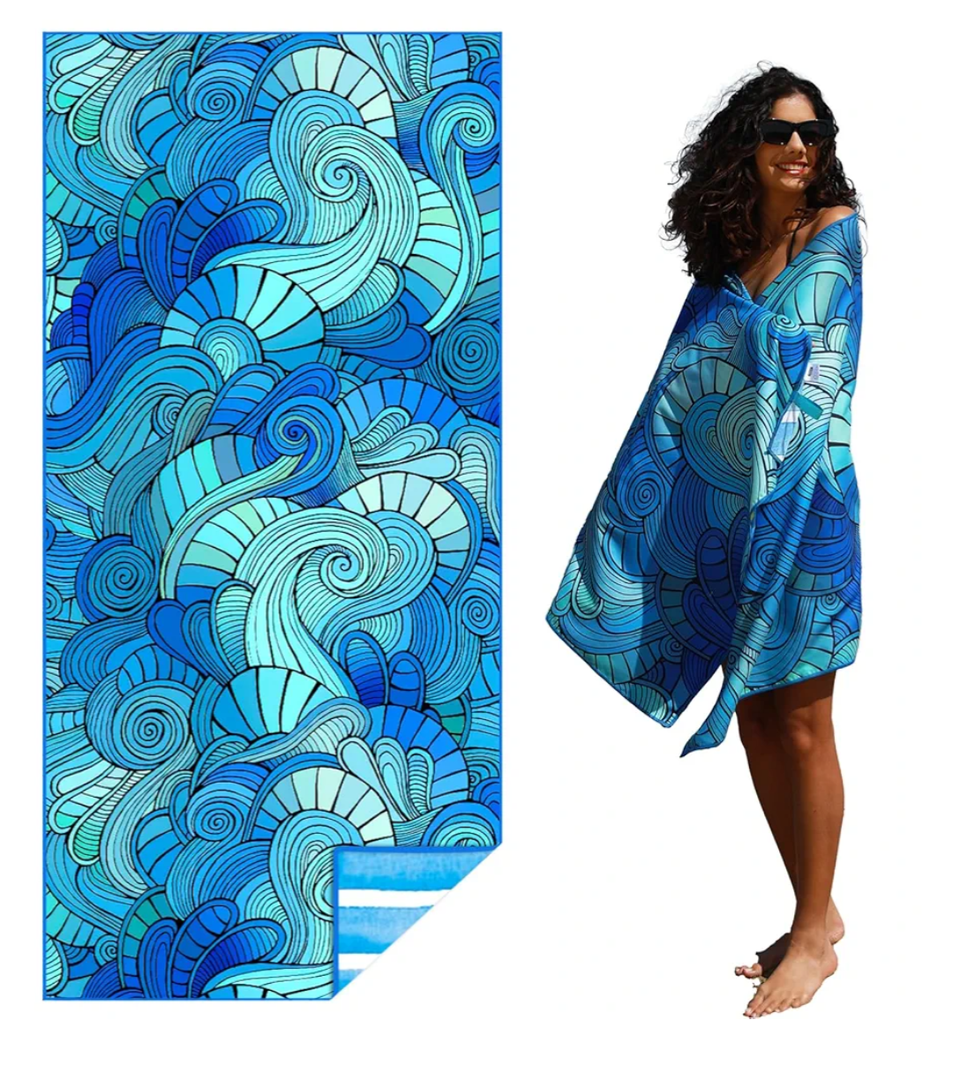 Pack Of 2 Microfiber Thin Lightweight Flat Beach Towel Sand Free Quick Dry Absorbent Compact Towels for Swimming Pool Camping Beach Accessories Large Easy Pack Travel Things for Vacation Essentials Adult Gif