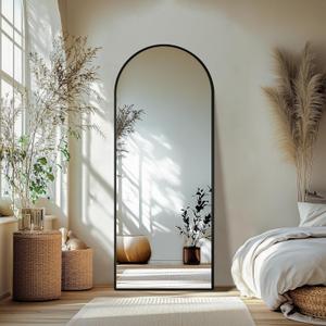 Delma Full Length Mirror, Large Floor Mirror for Wall, Bedroom, Bathroom, Living Room with Aluminium Frame (Stand, Arch 69x24, Black)