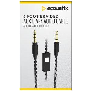 Acoustix Braided Auxiliary Audio Cable 3.5mm To 3.5mm Connector - 6 Foot