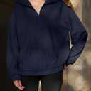 KFUBUO Women's Oversized Sweatshirt V Neck Long Sleeve Pullover Hoodie 2025 Fall Fashion Sweatshirts (Blue, XXL)