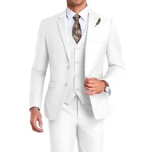 Men Suit 3 Pieces Slim Fit Jacket Vest Pant with Tie Groomsmen Wedding Business Prom Tuxedo, 2 Buttons, Elastic Waistband, Notched Lapel, Real Pocket, Easy Care, Easy to Match, M