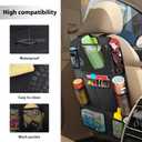 ZNDAW 2PCS Car Backseat Organizer, Multi-Pocket Back Seat Protector with 10.2" Tablet Holder, Waterproof Oxford Fabric Storage Bag Auto Kick Mat for Kids Toddlers (B with Zipper)