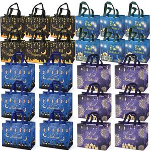 Aviski 24PCS Eid Mubarak Reusable Gift Bags, Treat Bags with Handles, Ramadan Mubarak Party Bags, Multifunctional Non-Woven Eid Bags for Gifts Wrapping, Ramadan Kareem Party Supplies