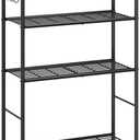Sakugi Storage Shelves - 4-Tier Spacious Shelf Organizer with Hooks & Leveling Feet, Easy to Assemble, Rust-Resistant Garage Shelving for Kitchen, Pantry, Bedroom, 33.2" x 12.7" x 57.3", Black