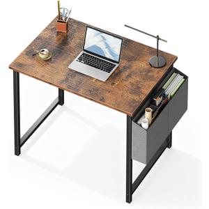 OLIXIS Computer Desk 31 Inch Home Office Desks for Small Spaces, Gaming Writing Study Work Table with Storage Bag for Bedroom, Rustic Brown