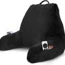 Nestl Reading Pillow with Shredded Memory Foam, Designed for Sitting Up in Bed and Couch, Back and Arms Adjustable Support for Adult & Teens Backrest Pillows for Reading, with Washable Cover Black