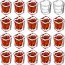 Jucoan 20 Pack 1.5 oz Shot Glasses Set, Cute Square Heart Shaped Shot Glasses Set, Clear Heavy Base Soju Spirit Liquor Shot Glass for Valentine's Day, Bachelor Wedding Party Bar Supplies