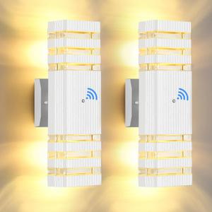 Dusk to Dawn Outdoor Wall Lights Modern Exterior Lighting Fixtures, 2 Pack White Outside Lights for House, Up and Down Porch Lights Outdoor Waterproof Sconces Wall Lighting for Garage Patio