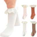 Infant Frilly Baby Girls Knee High Socks Newborn Thigh Lace Ruffle Long Socks Toddler Tights Stockings 6-12 Months