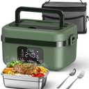 ODSD Cordless Electric Lunch Box for Adults, 16000mAh Rechargeable Self-Heating Lunch Box Food Warmer with Timer & Adjustable Heating, 34oz/1L Container with Insulated Bag for Office Car Outdoor