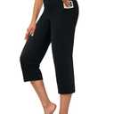 DLOODA Capri Pants for Women High Waist Cropped Yoga Pants Straight Leg Athletic Workout Leggings with Pockets Black S
