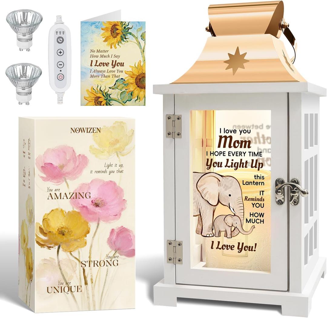 Mothers Day Birthday Gifts for Mom from Son, Gifts for Mom from Son, Cool Moms from Son, Thanksgiving Mother and Son Candle Warmer Lantern with Timer & Dimmer
