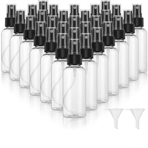 30 Pack 2 oz Fine Mist Mini Clear Spray Bottles with Pump Spray Cap - for Essential Oils, Travel, Perfumes - Refillable & Reusable Empty Plastic Bottles Travel Bottle