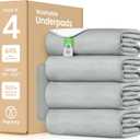 IMPROVIA® Washable Underpads, Heavy Absorbency Reusable Incontinence Pads
Kids, Adults, Elderly, and Pets, Waterproof Protection Floor - Gray & White, 34"x52" (Pack of 4)
