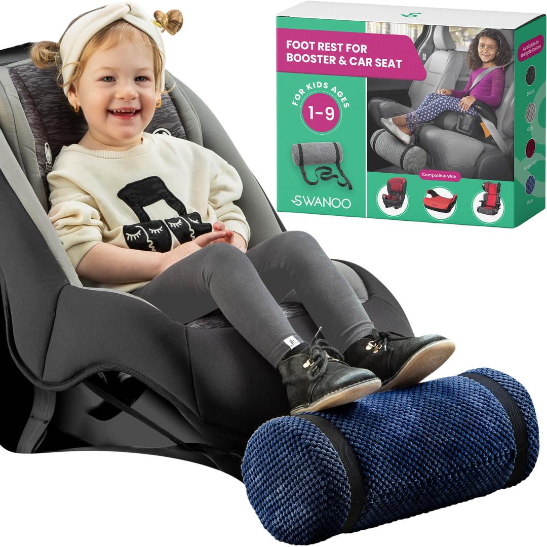 Car Seat Foot Rest for Kids | Car Seat Accessories | Leg Rest for Car Seat Kids | Car Foot Rest with Extra Long Straps Adjusts to Any Carseat Or Toodlers Booster Seat Navy by SWANOO Blu