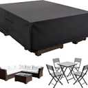 DUMOS Outdoor Furniture Cover, Rectangular Heavy Duty 600D UV Resistant & Waterproof Patio Furniture Covers for Deck Table and Chairs, Backyard Patio Dining Sets, 108"L x 82"W x 28"H, Black