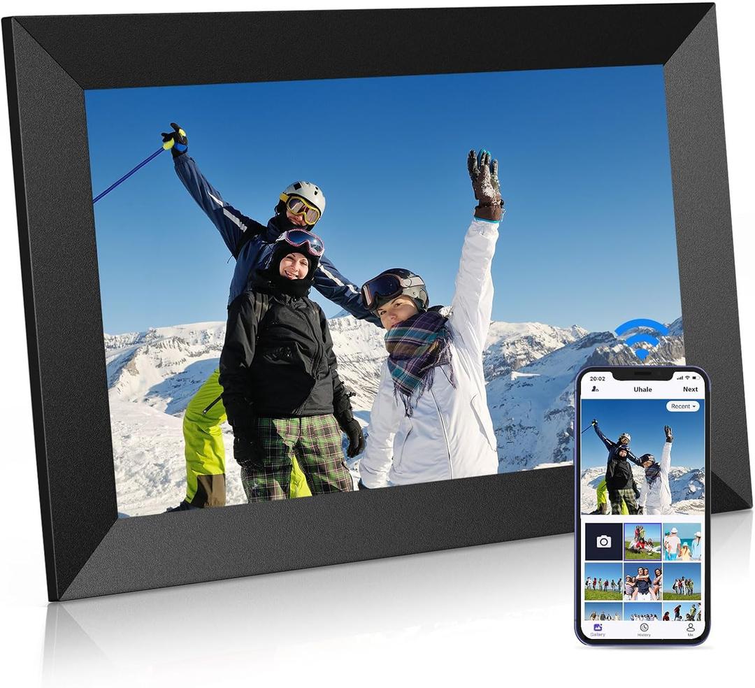 Uhale Digital Picture Frame WiFi 10.1 inch HD IPS Touch Screen Electronic Picture Frame Slideshow Smart Loop Digital Photo Frame with APP & SD Card Slot to Load Photos & Videos from Your Phone (black)