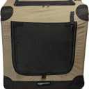 Amazon Basics Portable Folding Soft Dog Crate, 2-Door, Collapsible Travel Kennel, Top & Front Loading, Small 26" x 18" x 18", Tan